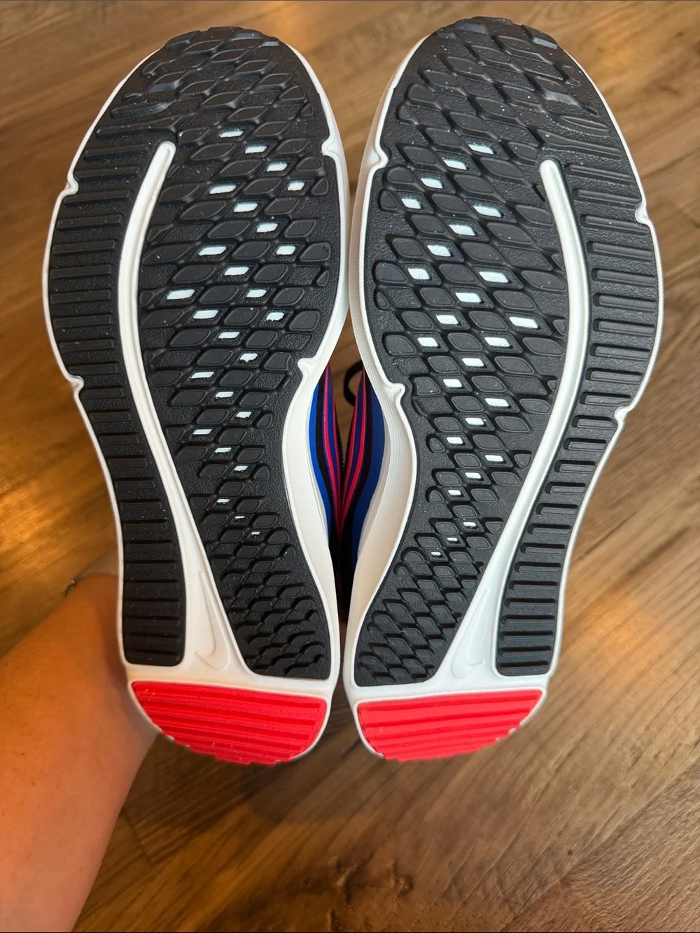 Nike Kids Cosmic Runners Blue and Black Sneakers with Red Swoosh (size 4)
